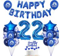 Decoraciones Fiesta Azul 22 Años - Globos y Decoración Tarta Cumpleaños Hombre y Mujer - Azul Marino