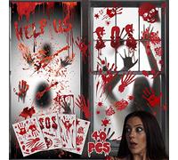 Decoraciones Halloween: Pegatinas Decorativas, Juego de Carteles Zombis, Accesorios para Ventanas, Huellas de Manos Sangrientas de Miedo Pegatinas de Pared