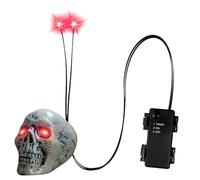 Decoraciones LED con ojos de calavera iluminadas: accesorios espeluznantes de Halloween con temporizador incorporado | Uso en interiores y exteriores, calabazas, lápidas, esqueletos, ambiente de casa