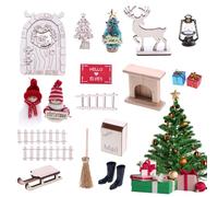 Decoraciones Miniaturas Casa De Navidad - Miniaturas de Jardín de Madera Y PVC - Decoración Interior Exterior para, Creatividad, Imaginación Y Ambiente Festivo