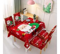 Decoraciones navide?as, mantel navide?o con estampado rectangular, juego de manteles para fiestas navide?as, decoraci?n del hogar, 1 juego, rojo