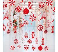 Decoraciones navideñas de bastón de caramelo, 36 piezas de decoración de remolino colgante de bastón de caramelo rojo para decoración de Navidad en interiores y exteriores