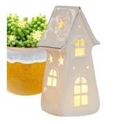 Decoraciones navideñas de cerámica, pueblo navideño de cerámica, casas de Navidad retro iluminadas con LED, decoración de la sala de luces navideñas, decoración navideña en