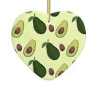 Decoraciones navideñas de frutas de aguacate, adornos personalizados de cerámica en forma de corazón para árbol de Navidad