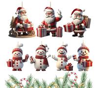 Decoraciones Navideñas De Muñeco De Nieve - De Muñeco De Nieve 2D Acrílicos De 8 Cm 7X, Juego De Colgantes Navideños Clásicos, Decoración Rústica De Árbol De Granja | Accesorio Interior Al Air