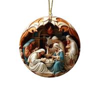 Decoraciones navideñas de Nacimiento de Jesús, decoración Religiosa navideña, artesanía Tradicional bellamente Tallada, decoración Colgante para Ventana Familiar, Pared, barandilla, Porche, Coche