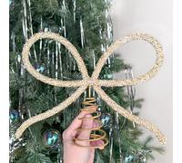 Decoraciones navideñas Decoración navideña Cristal Dorado, Swarovski, Lazo, Punta de Árbol, Decoraciones de Navidad, Decoración para Interior Exterior Casa Espacio Fiesta (Dorado-A)