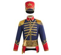 Decoraciones navideñas, Disfraz de Príncipe Azul para Hombres, Disfraz de Soldado Europeo de Navidad Incluye Tops, Cinturón, Sombrero, Adornos para Oficial de Cosplay, Actuación en el Escenario, M