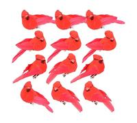 Decoraciones navideñas en forma de pájaro para árbol - 12 piezas de pequeñas decoraciones rojas de estilo natural | con clip metálico para adornos navideños de pájaros | para jardín, parque trasero