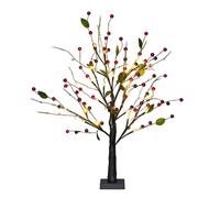 Decoraciones navideñas iluminadas - Red Berry Blossom Twinkling Tree | Desk Decor Holiday Tree For Apartment Office Restaurant Dining Table Living Room Bedroom Fireplace Winter Celebrations