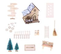 Decoraciones navideñas para casas de muñecas, juego de casa sencilla simulada, miniaturas de madera para hacer tú mismo, accesorios navideños, jardín de hadas, miniaturas navideñas, puerta de casa