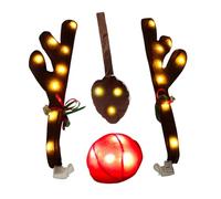 Decoraciones navideñas para coche, madera de LED con nariz, decoración navideña con cola - para vehículos automóviles, camiones, SUV, exterior, ventana, techo, techo, días
