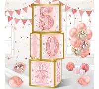 Decoraciones para 50º Cumpleaños, 3pcs Caja de Cumpleaños Rosa para Decoracion 50 Cumpleaños Mujer, Caja de Regalo Rosa para 50 Años Mujer Happy Birthday Decoracion 50th Fiesta