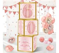 Decoraciones para 60º Cumpleaños, 3pcs Caja de Cumpleaños Rosa para 60 Cumpleaños Mujer 60 Años Feliz Cumpleaños Decoracion, Happy Birthday Decoracion, Regalos para Mujeres de 60 Años Fiesta Photocall