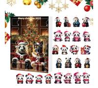 Decoraciones para árbol de Navidad | Colgantes navideños de acrílico 2D con panda, cuenta regresiva 24 días 2025 para coche espejo puerta pared árbol de