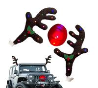 Decoraciones para automóviles con temática de reno, accesorios exteriores para coche de Navidad, kit de antenas de reno para decorar su coche | para SUV, furgoneta, camión y cualquier vehículo de