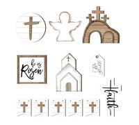 Decoraciones para Bandeja De Pascua - Señales Religiosas de Mesa de Primavera - 12 Piezas Bandeja Cristiana Decoración de Primavera | para Hogar Sala Cocina Dormitorio Iglesia