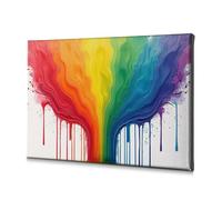 Decoraciones Para Cuartos Rainbow Drip Art: colores vibrantes fluyendo juntos, lienzo decorativo rústico, decoración del hogar, baño, arte de pared (20 x 30 cm)