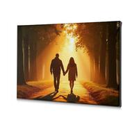 Decoraciones para Cuartos Una pareja camina de la mano en un camino iluminado por el sol. Lienzo decorativo para decoración de pared, decoración religiosa de Pascua (40 x 60 cm)