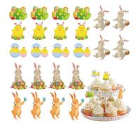 Decoraciones para cupcakes de Pascua - 24 piezas papel reutilizable primaveral | Topper Cupcake Decoraciones de Pascua | Para cocina, apartamento, dormitorio, escritorio o mesa fiesta dulces