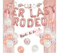 Decoraciones para despedida de soltera de oro rosa Su último rodeo Globos Banner Western Cowgirl Garland Suministros para fiesta de despedida de soltera