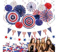 Decoraciones para el 4 de julio - Decoración - Suministros para el Día del Veterano, para el hogar, oficina, apartamento, cafetería, patio, escuela, porche trasero, sala de estar, dormitorio