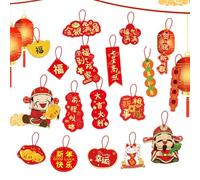 Decoraciones Para El Año Nuevo Chino 2026 - Amuletos De La Suerte Colgantes,Kit De 18 Elementos Decorativos Chinos - Para Decoración Del Hogar, Fiestas, Celebración Y Salón En El Festival De