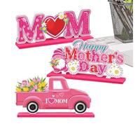 Decoraciones Para El Día De La Madre | Juego de 3 Piezas de Decoración para Mamá con Diseño Especial - Centro De Mesa Con Letras De Madera Para Estantes Flotantes, Escritorio Y Armarios