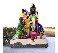 Decoraciones para el hogar de Navidad, pueblo de Navidad iluminado,Pueblos de Papá Noel portátiles - Figuras de pueblo de Navidad, edificios de colección, de nieve musical decorativa para mesa