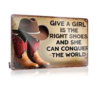 Decoraciones para el porche trasero, decoración de pared, dale a una niña los zapatos adecuados, puede conquistar el mundo elegante para bar y hogar (20 x 30 cm)