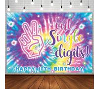 Decoraciones para fiesta de cumpleaños número 10, fondo tie-dye arcoíris para niñas, pancarta "Es mi cumpleaños número 10", accesorios para