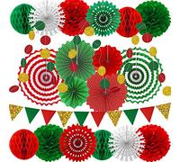 Decoraciones para fiestas de Navidad, abanicos de papel,