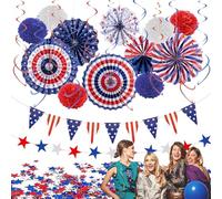 Decoraciones para fiestas del cuarto de julio, decoración de temporada - pancartas del Día de la Independencia de EE. UU., Para Oficina Apartamento Cafetería Patio Escolar Patio Trasero Desfile de la