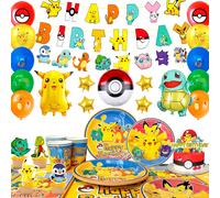 Decoraciones para fiestas infantiles de Pokémon, vajilla y globos para fiestas. nuevo