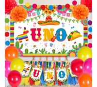 Decoraciones para fiestas UNO Fiesta mexicana Decoraciones para la fiesta del 1er cumpleaρos Silla alta con tema del Cinco De Mayo Guirnalda UNO