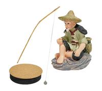 Decoraciones para peceras - Decoración flotante de acuario de pescador con caña de pescar, figuras de para paisajismo, hogar, paludario, terrario, estudio, betta, camarón, dragón barbudo