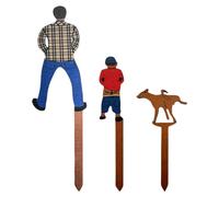 Decoraciones para postes para plantas en maceta, divertidos marcadores para plantas de madera, postes de jardín 3 piezas para plantas en maceta, padre, hijo, perro Diseño Mini suculentas Etiquetas