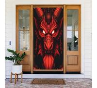 Decoraciones para puertas - Primavera Verano Cool Dragon Red Print No.86 Banners para puerta delantera, cartel de invierno y otoño, telón de fondo colgante para exteriores e interiores, suministros de