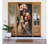 Decoraciones para puertas - Primavera Verano Flor Mariposa Hada Impresión No.429 Banners para puerta delantera, cartel de invierno otoño cartel colgante telón de fondo para exterior interior víspera