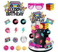 Decoraciones para tartas 80s-90s, Decoracion Tarta Discoteca, Decoraciones para tartas hip hop retro, bola de discoteca, para Fiestas Temáticas de Danza, Música Disco de Años 80s-90s (A)