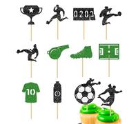Decoraciones para tartas de fútbol, púas 2D de fútbol, banderas deportivas para cupcakes, para juegos escolares, celebraciones, eventos, cumpleaños, hombres, niños, fanáticos