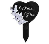 Decoraciones para tumbas - Estaca de cementerio acrílica 2D | Marcadores conmemorativos en forma de corazón y cruz | Homenaje al aire libre resistente a la intemperie por la pérdida de un ser querido