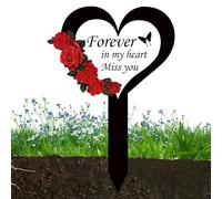 Decoraciones para tumbas - Estaca de cementerio acrílica 2D | Marcadores conmemorativos en forma de corazón y cruz | Homenaje al aire libre resistente a la intemperie por la pérdida de un ser querido