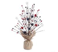 Decoraciones patrióticas de bayas en colores rojo, blanco y azul para fiestas del Día de la Independencia, incluyendo adornos de estrellas y flores de seda, ideal para el hogar, jardín o evento de 42