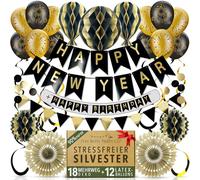 Decoraciones reutilizables de primera calidad para víspera de Año Nuevo 2026 - Pancarta de Feliz Año Nuevo para múltiples ocasiones también deletrea feliz cumpleaños, montaje rápido con velcro