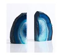 Decoraciones Sujetalibros de piedra, soporte de libro de ágata, extremos de libro de cristal for decoración de oficina y hogar, sujetalibros de alta resistencia azul teñido, decoración de 1 par Antide