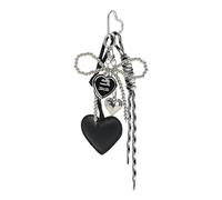 Decoraciones Únicas Para Bolsos En Forma De Corazón Llavero Con Lazos De Metal En Un Misterioso Diseño De Tono Oscuro Accesorio De Dijes Para Monedero Punk De Lujo Prácticos Adornos Con Dijes Para De