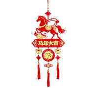 Decoraciones y adornos de fiesta de Año Nuevo Chino,Feliz Pension con Caballo para Fiesta y Fiesta - Decoración Caballo con borlas largas - para Ventana de Pared Puerta Casa Árbol Fiesta Bendición y