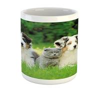 Decorada Taza de stoneware Crema Gris Fern Verde Personalizada Taza de gráfico 330ML para Colegio,Desayuno,Regalo de fin de curso,Regalo para parejas