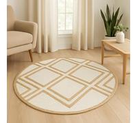 DECORAM WORLD Alfombra india de yute natural trenzada hecha a mano con caja blanca, diseño rectangular, 274 cm x 274 cm, para sala de estar, dormitorio, comedor, pasillos y entradas